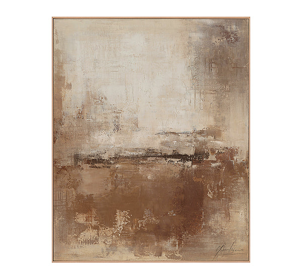 Abstract Hand-Painted Framed Wall Art – Brown, 80 × 100 cm | ZAROS