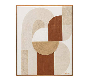 Hand-Painted Geometric Framed Wall Art – Brown, 80 × 100 cm