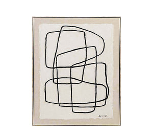 Handmade Abstract Line Art Wall Painting – Beige, 60 × 80 cm