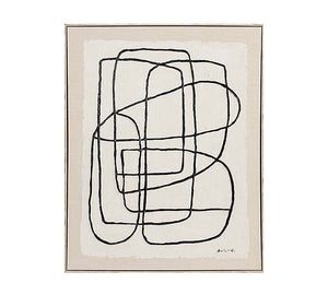 Handmade Abstract Line Art Wall Painting – Beige, 60 × 80 cm