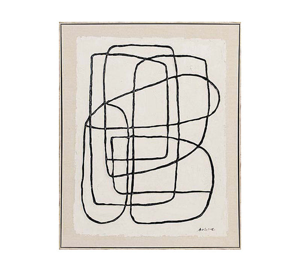 Handmade Abstract Line Art Wall Painting – Beige, 60 × 80 cm