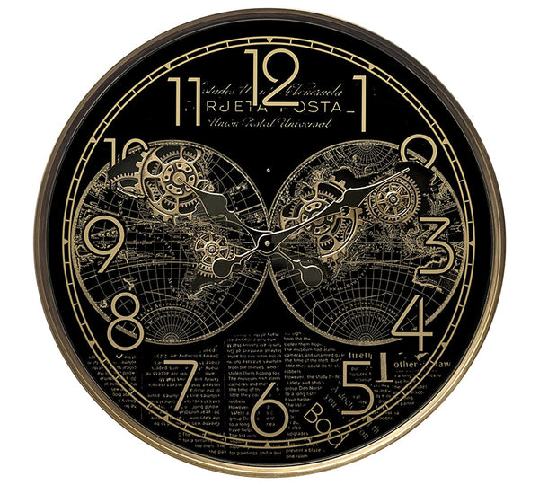 ATLAS Mechanical Wall Clock – Black & Gold, 60 cm | ZAROS