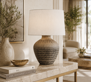 Table Lamp with Ceramic Base – Brown, 55.5 cm