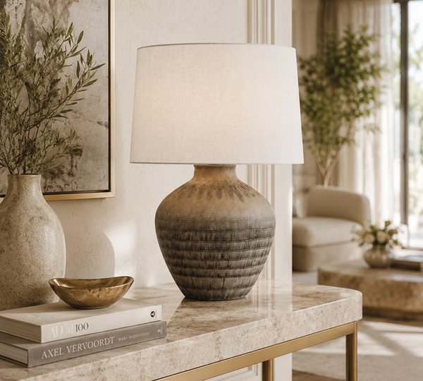 Table Lamp with Ceramic Base – Brown, 55.5 cm