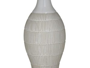 Inart Ceramic Vase – Antique White/Beige