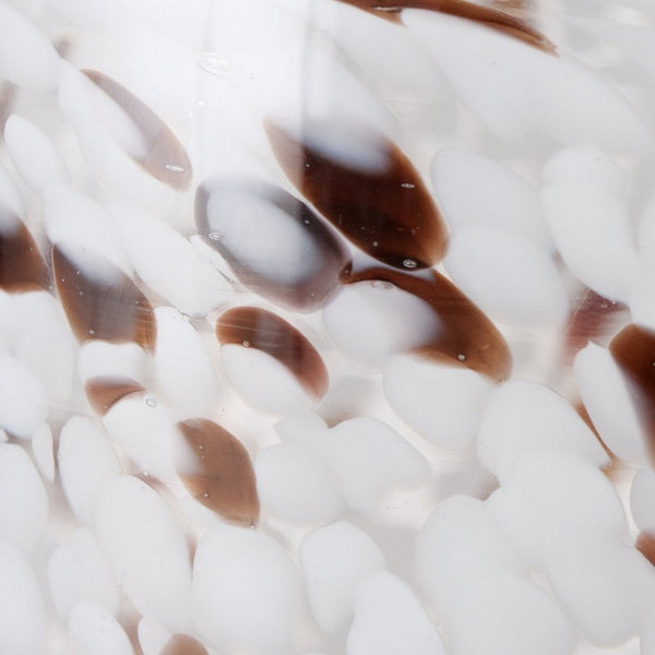Borea Round Glass Candleholder White with Brown Details