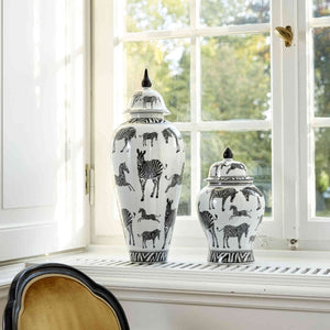 Zebra Table Vase, White/Black Porcelain