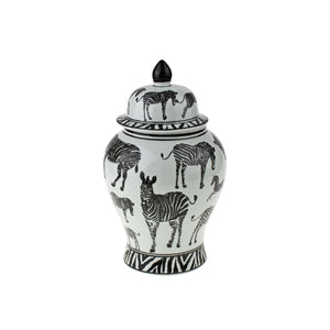 Zebra Table Vase, White/Black Porcelain