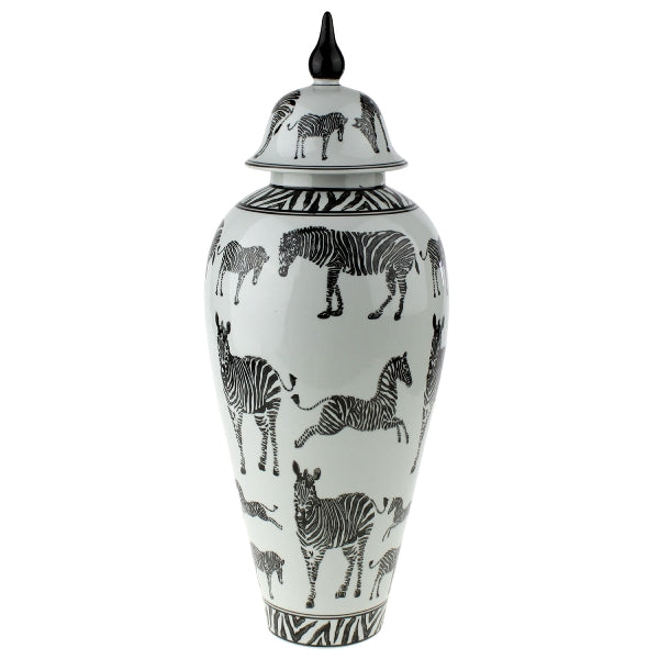 Zebra Table Vase, White/Black Porcelain