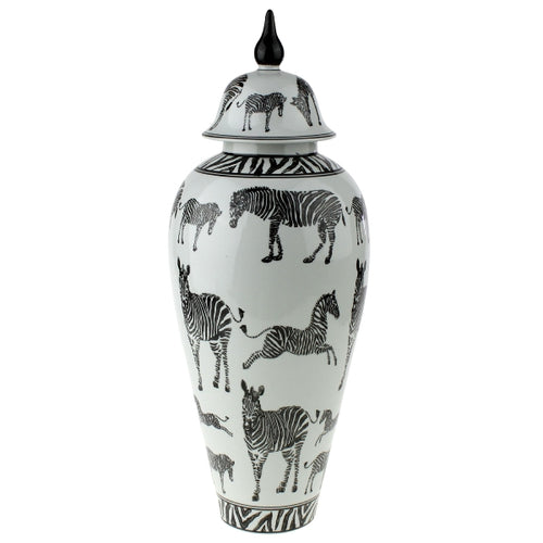 Zebra Table Vase, White/Black Porcelain