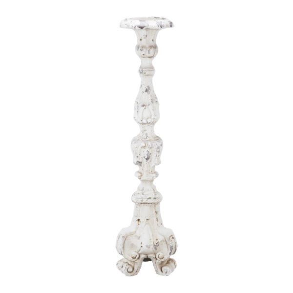 Decorative Candlestick Made of Magnesium in White Patina