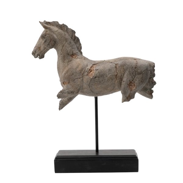 Gray Tabletop Decorative Horse Sculpture on Resin Base