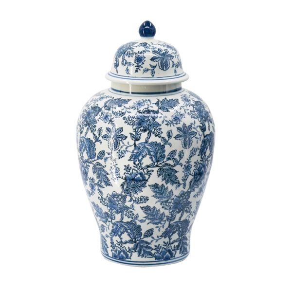 Decorative Vase with Porcelainin White with Blue