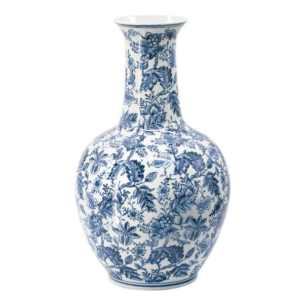 Decorative Porcelain Vase in White with Blue