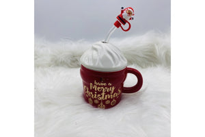 Mug with cupcake straw Santa 350ML