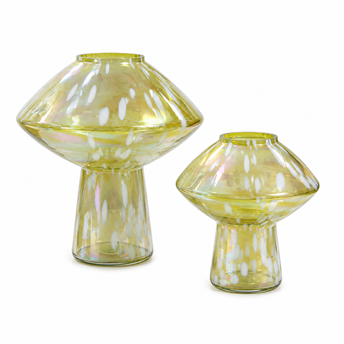 Iridescent Yellow Glass Vases
