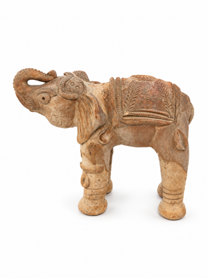 Ornate Terracotta Elephant Figurine