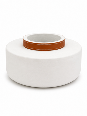 White Decorative Vase with Leather Detail