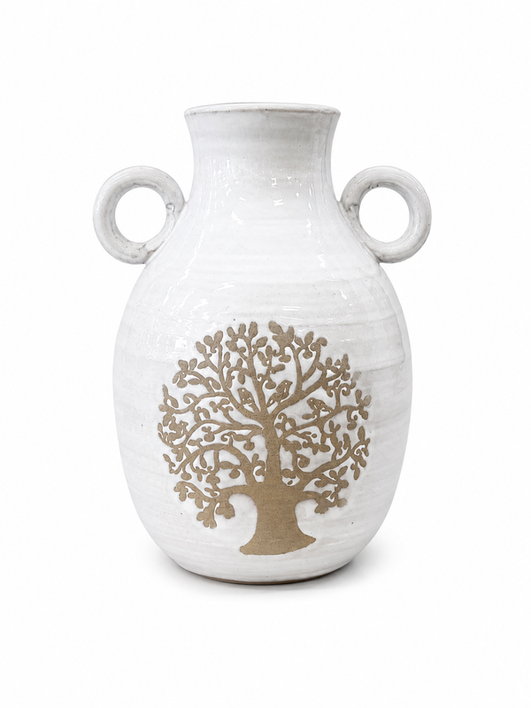 Rustic Tree Motif Ceramic Vase