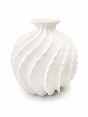 Sculptural White Spiral Vase