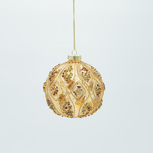Glass ball gold with champagne stones