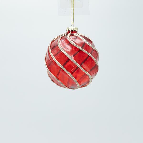 Glass ball red with gold glitter