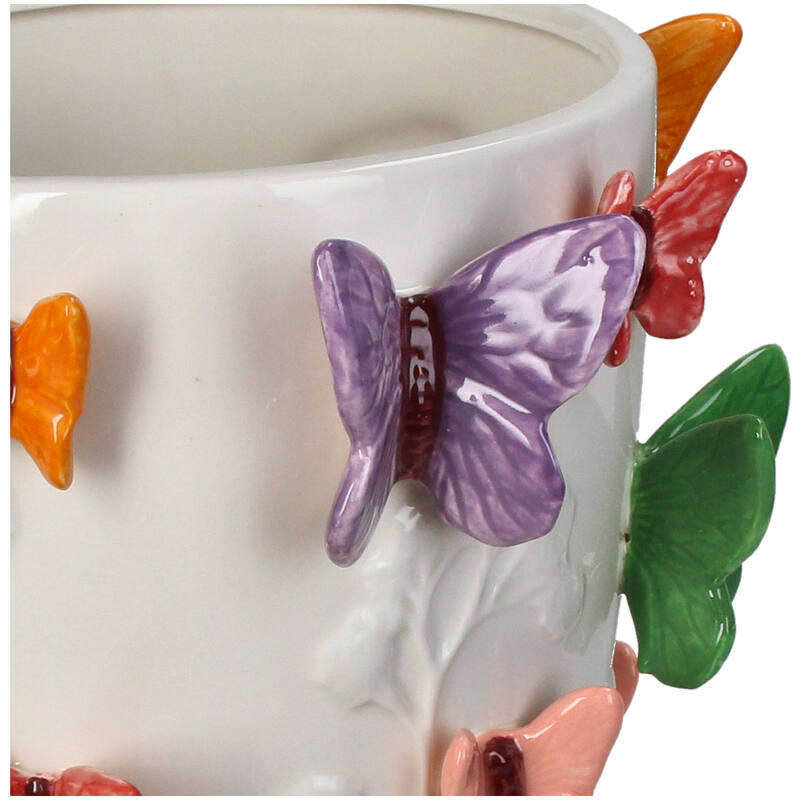 Butterflies Vase Multicolor Ceramic