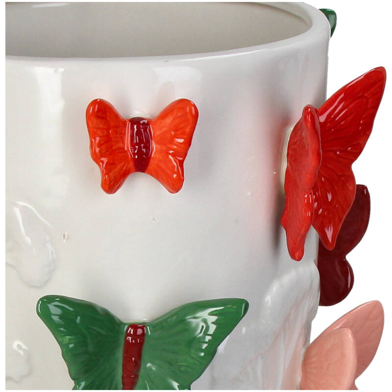 Butterflies Vase Multicolor Ceramic