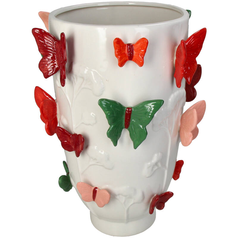 Butterflies Vase Multicolor Ceramic