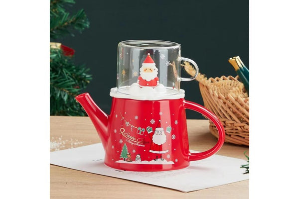 Santa Claus teapot set with crystal mug