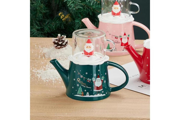 Santa Claus teapot set with crystal mug