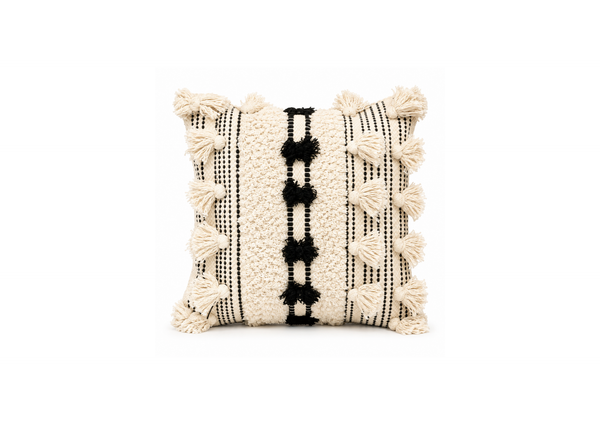 Textured Cream and Black Boho Cushion