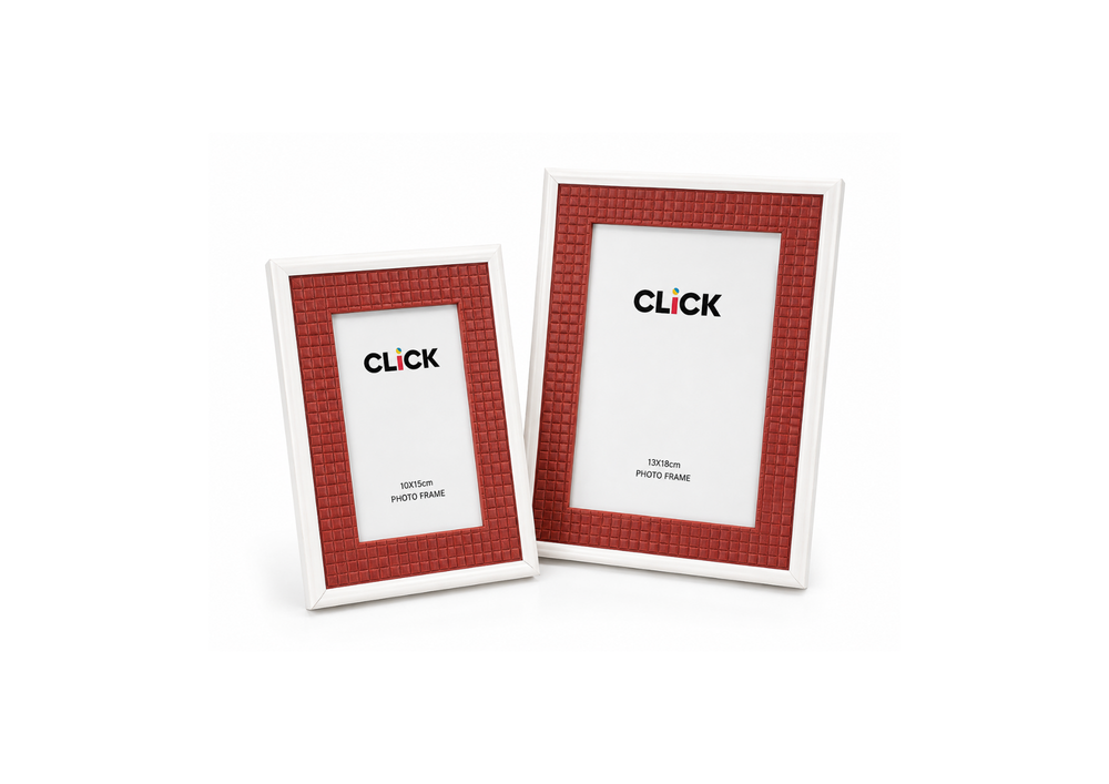 Photo frames with textured red mats