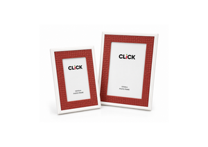 Photo frames with textured red mats