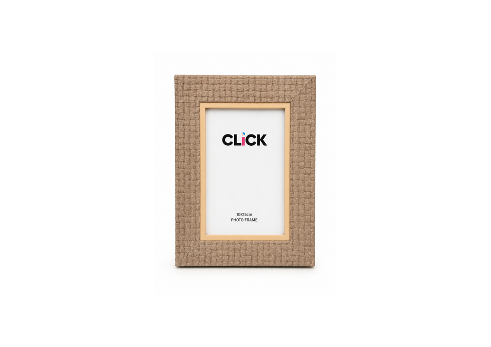 Woven Beige Click Photo Frame