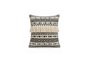 Boho Black and Cream Woven Cushion