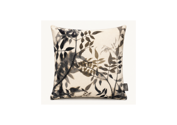 Botanical Charcoal Leaf Cushion