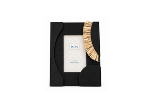 Textured Black Frame with Raffia Accent
