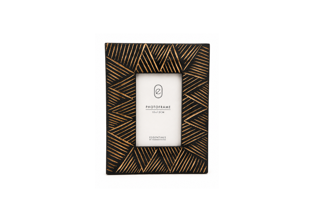 Geometric Gold-Patterned Photo Frame