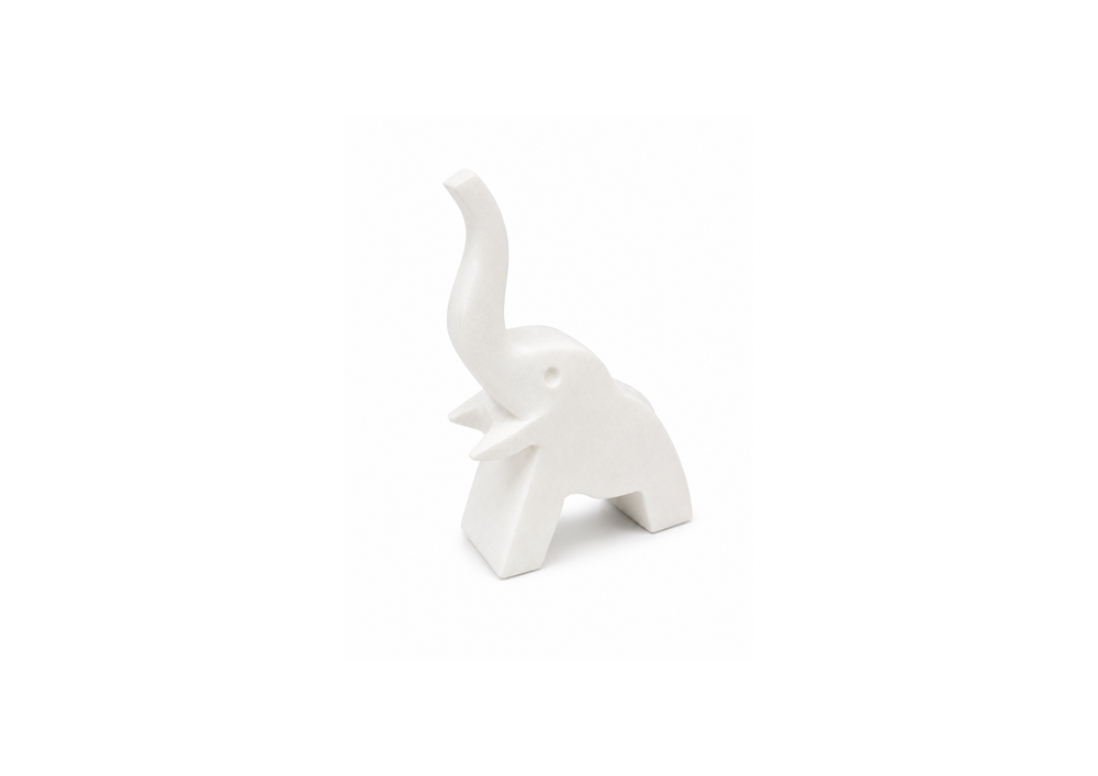 Minimalist White Elephant Sculpture