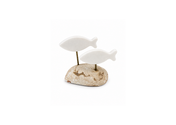 Minimalist Twin Fish Stone Sculpture