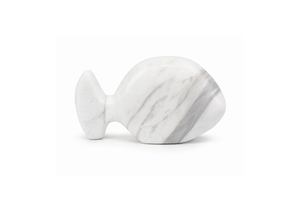 Marble Whale Sculpture on White