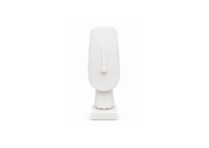 Minimalist White Stone Face Sculpture