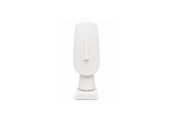Minimalist White Stone Face Sculpture