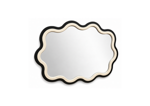 Wavy Black and Cream Framed Mirror