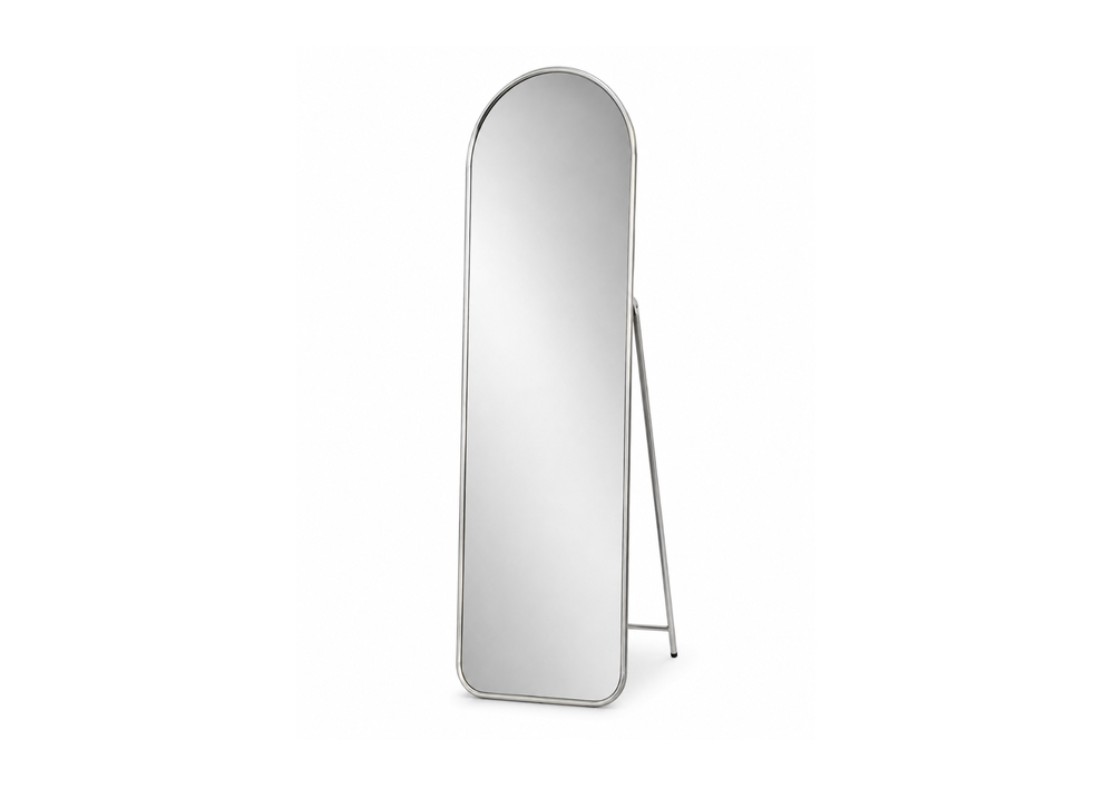 Sleek Silver Arched Standing Mirror