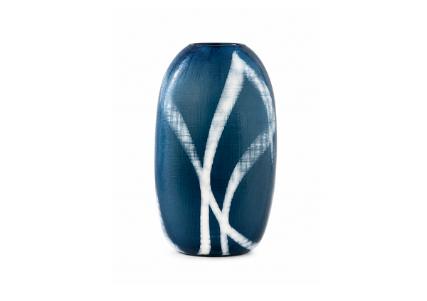 Decorative Ceramic Vase with Abstract Blue Design