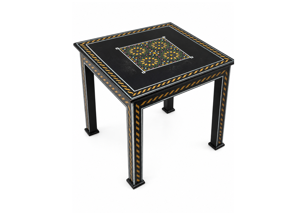 Ornate Black Mosaic Side Table