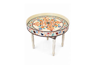 Ornate Folk-Art Floral Tray Table