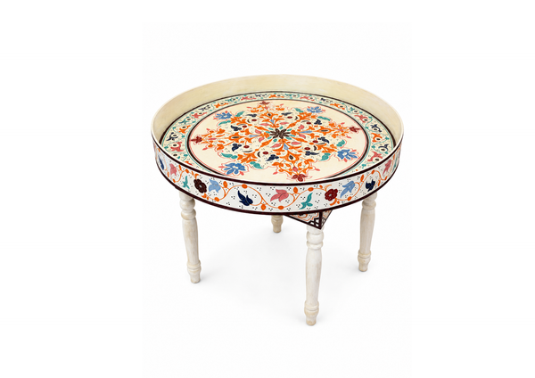 Ornate Folk-Art Floral Tray Table